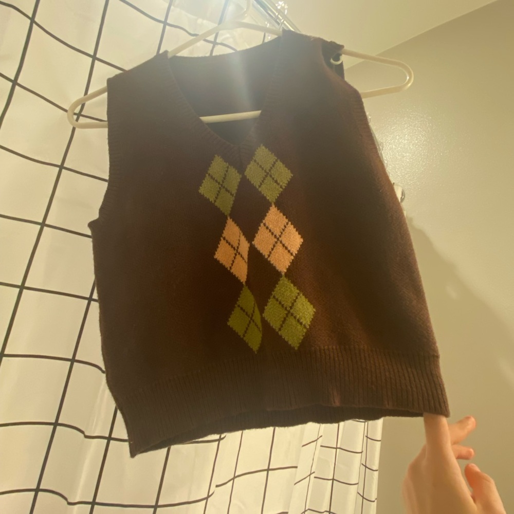 Brown sweater vest